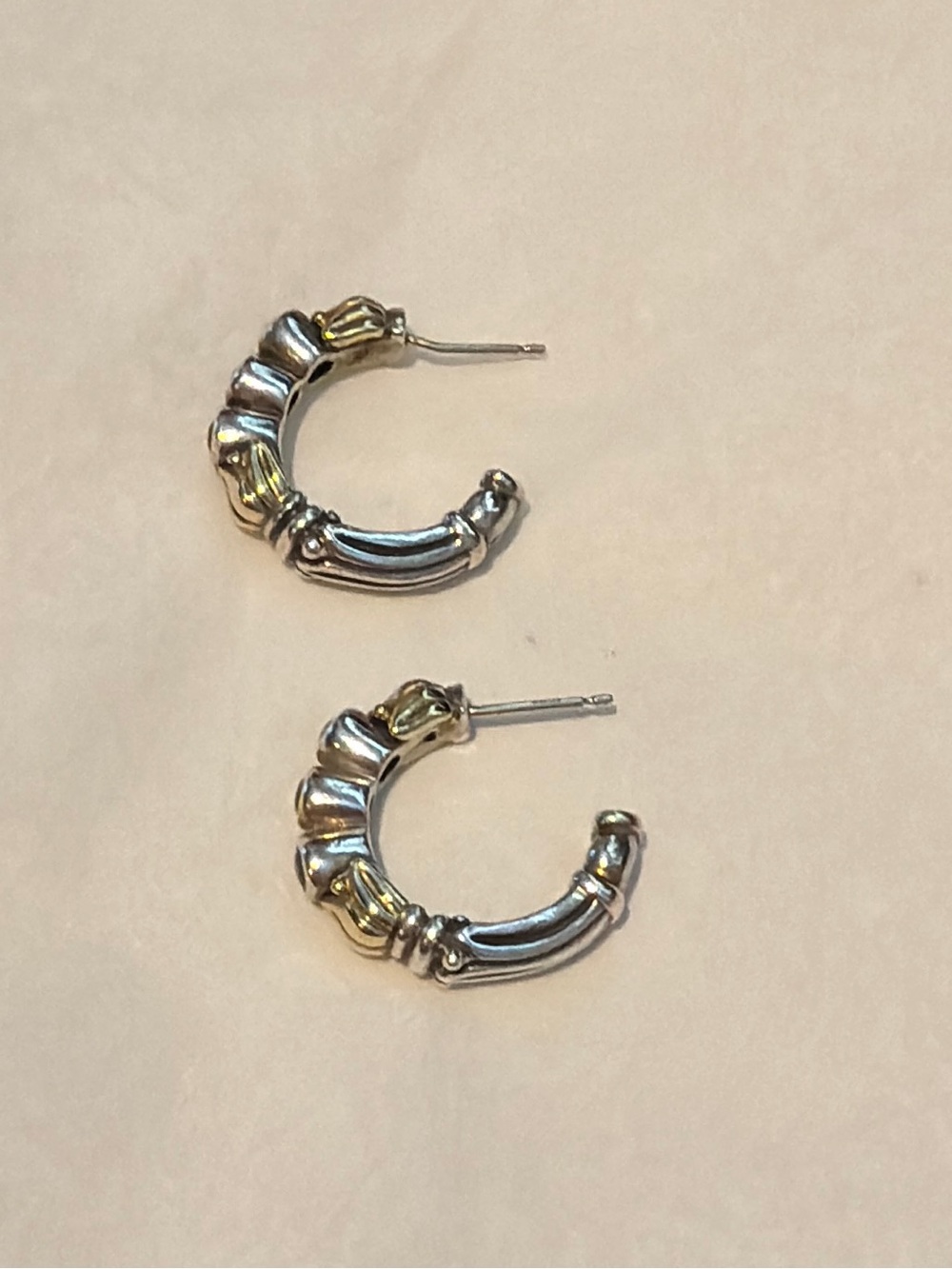 Lagos 18K Gold Silver 925 Blue Topaz Hoop Earrings﻿ - Picture 7 of 7
